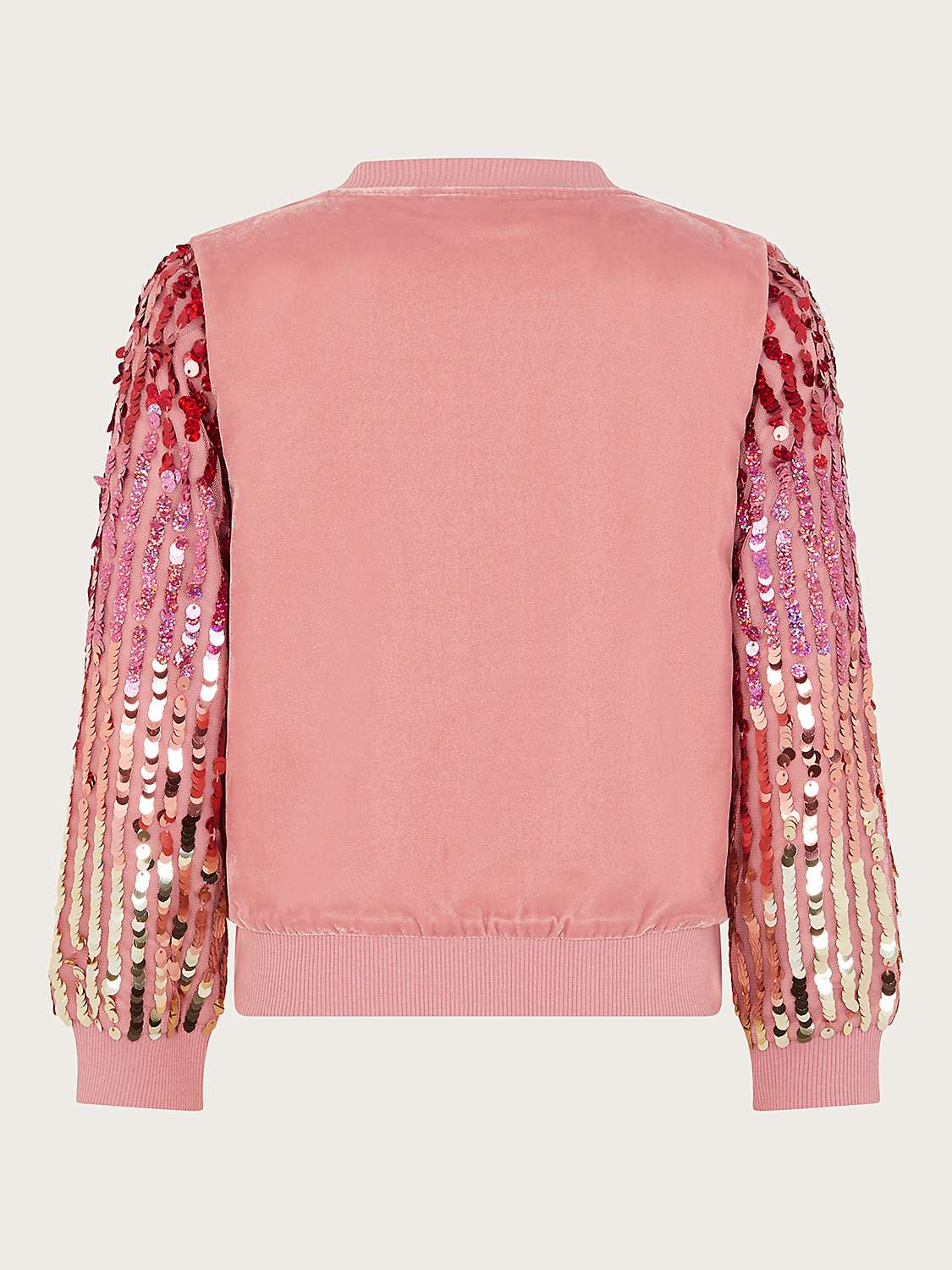 Buy Monsoon Kids' Sequin Velvet Bomber Jacket, Pink/Multi Online at johnlewis.com