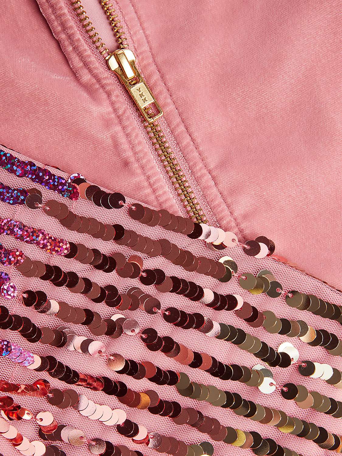 Buy Monsoon Kids' Sequin Velvet Bomber Jacket, Pink/Multi Online at johnlewis.com
