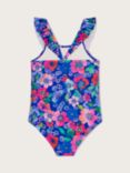 Monsoon Kids' Retro Floral Swimsuit, Blue, Blue