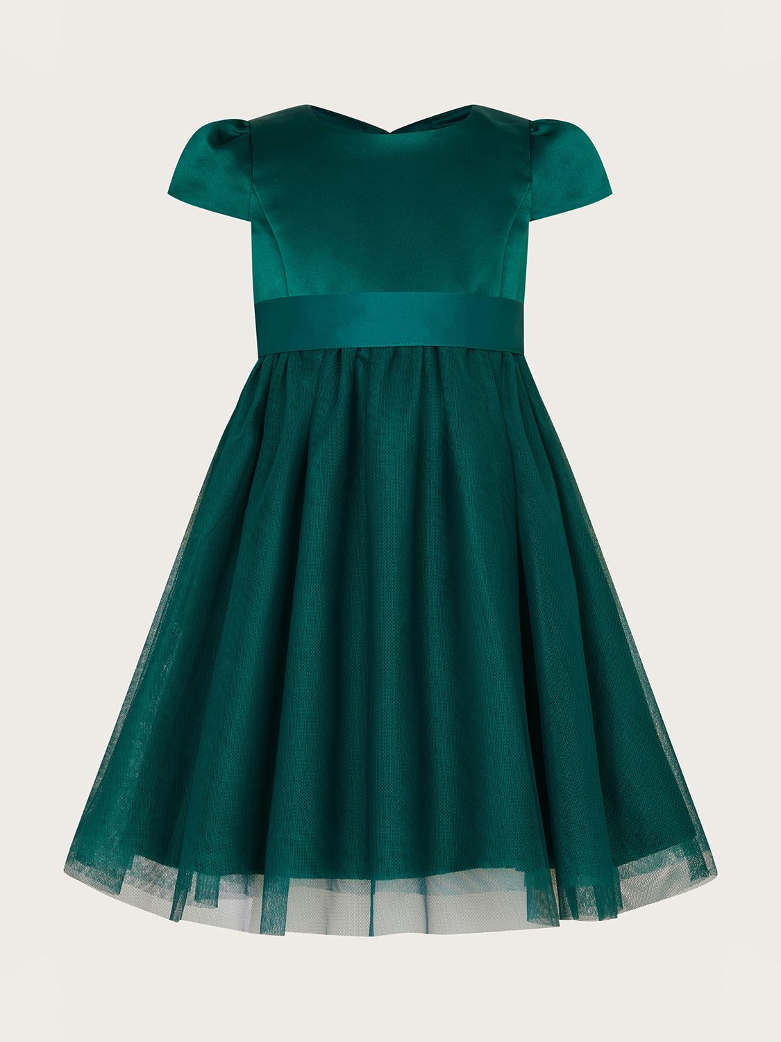 Monsoon Baby Sew Tulle Bridesmaids Dress, Emerald, 0-3 months