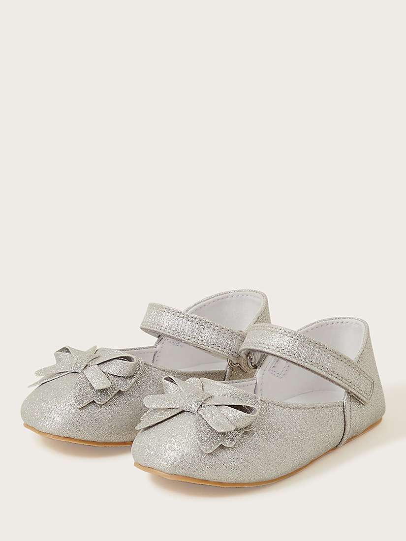 Buy Monsoon Kids' Sparkle Bow Walker Shoes, Silver Online at johnlewis.com