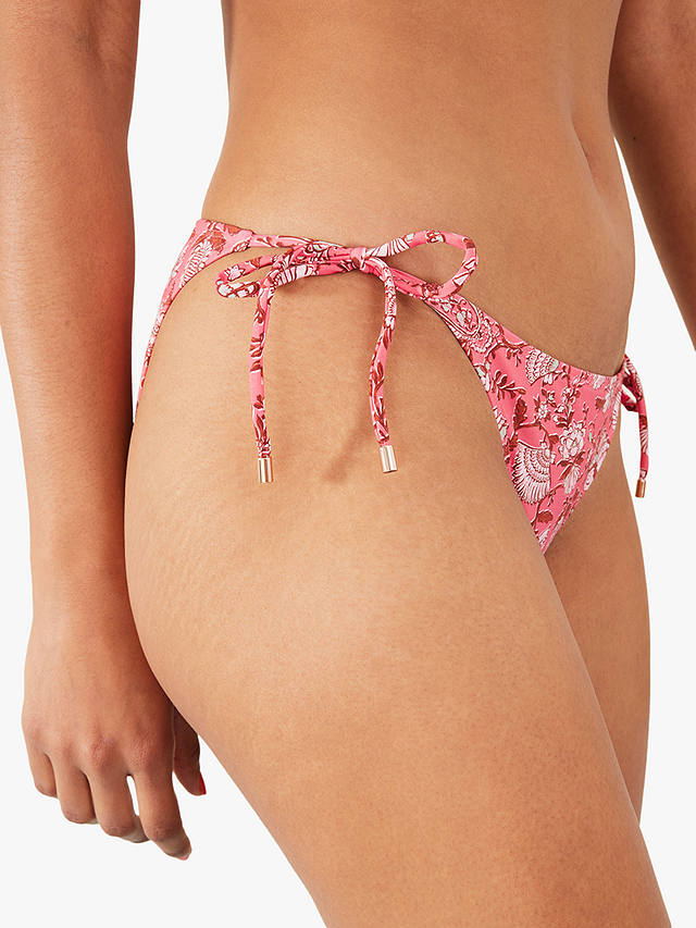 Accessorize Shell Print Side Tie Bikini Bottoms, Light Pink