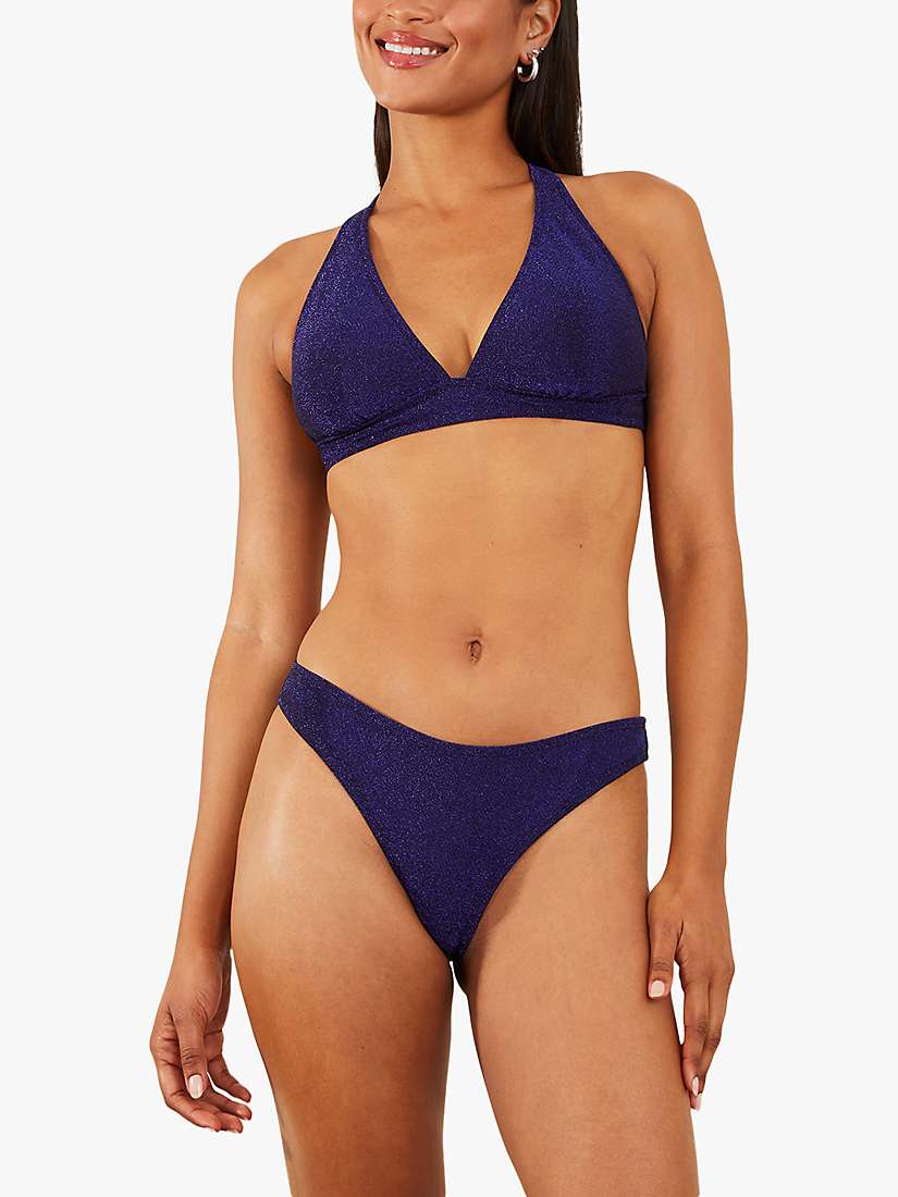 Buy Accessorize Shimmer Halter Neck Bikini Top, Dark Blue Online at johnlewis.com
