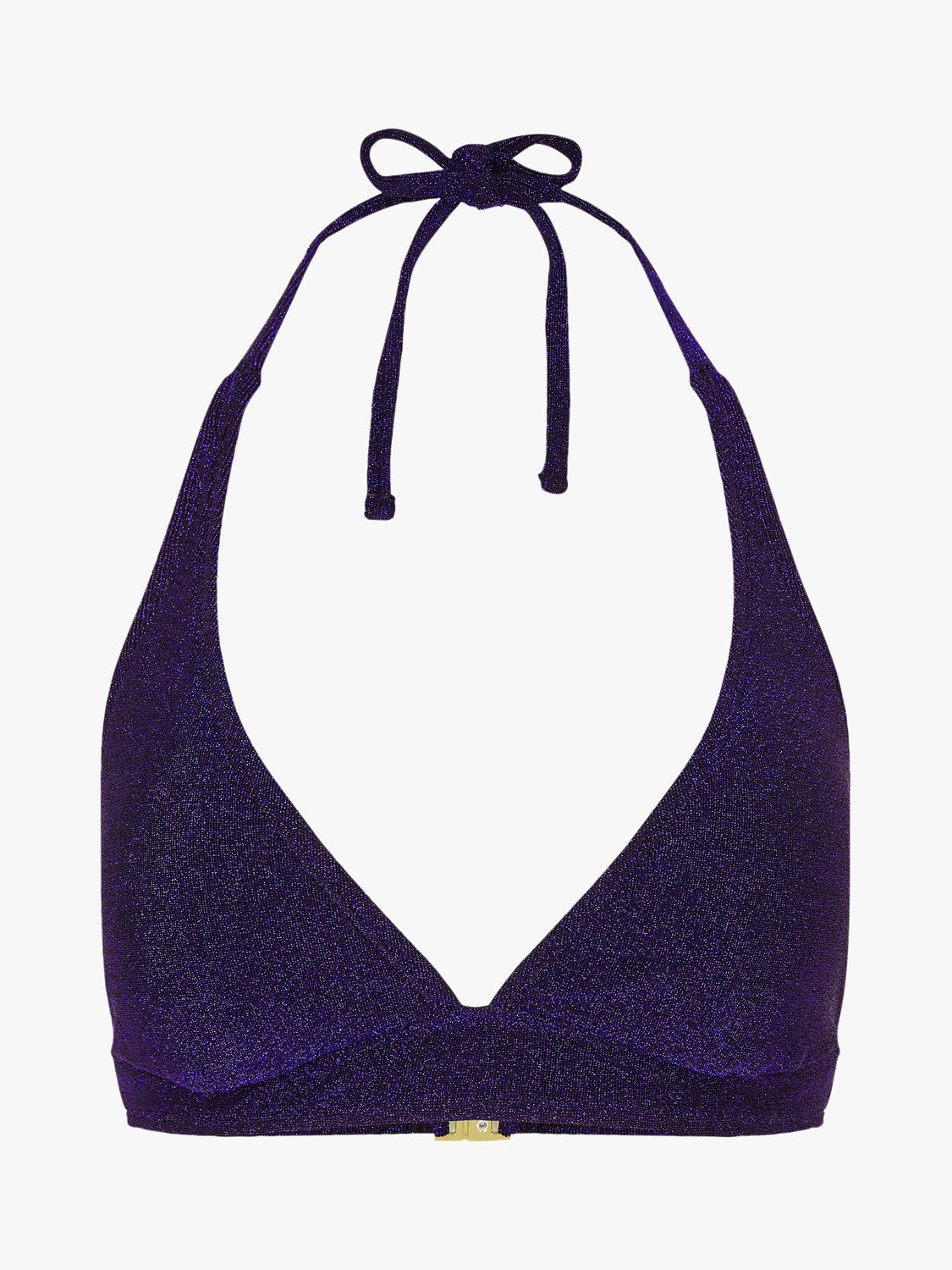 Accessorize Shimmer Halter Neck Bikini Top, Dark Blue, 16