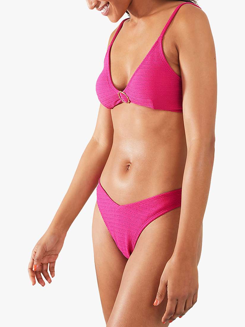 Buy Accessorize Crinkle Trim Plunge Bikini Top, Pink Fuchsia Online at johnlewis.com