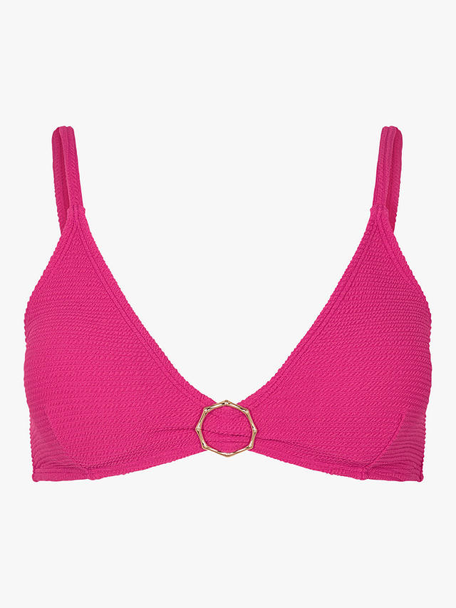 Accessorize Crinkle Trim Plunge Bikini Top, Pink Fuchsia