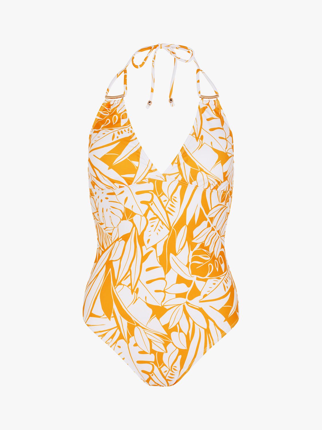 Accessorize Palm Print Halterneck Swimsuit, Multi, 6
