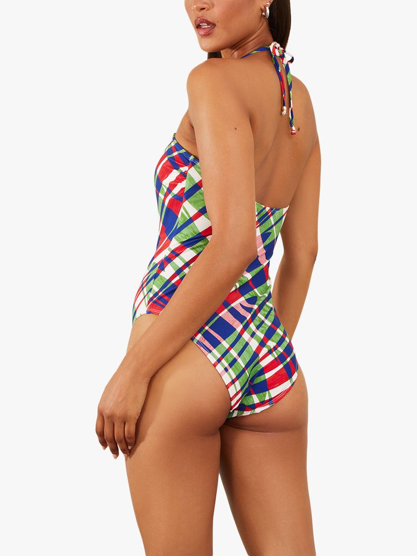 Buy Accessorize Abstract Leaf Print Halterneck Swimsuit, Multi Online at johnlewis.com