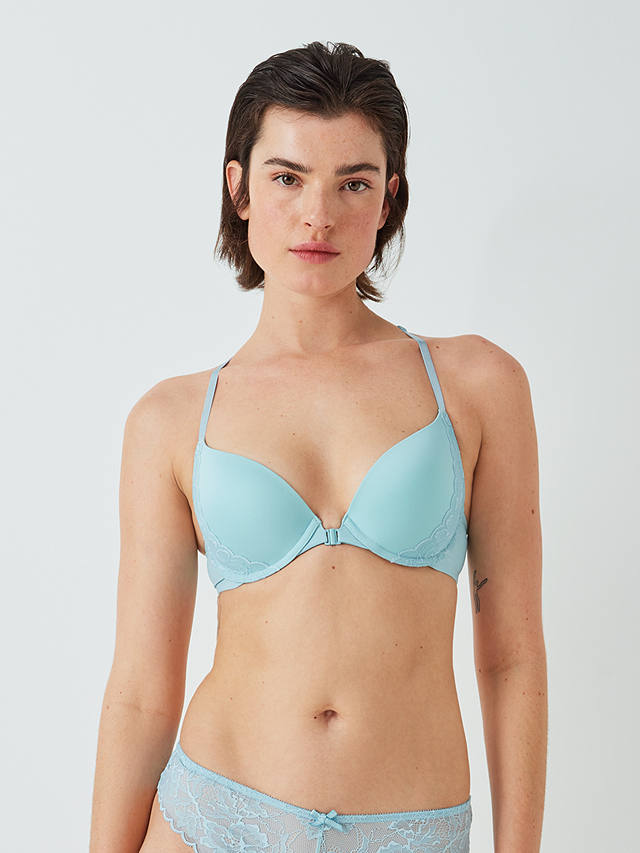 John Lewis Zayla Lace Racer Back Bra, Aqua