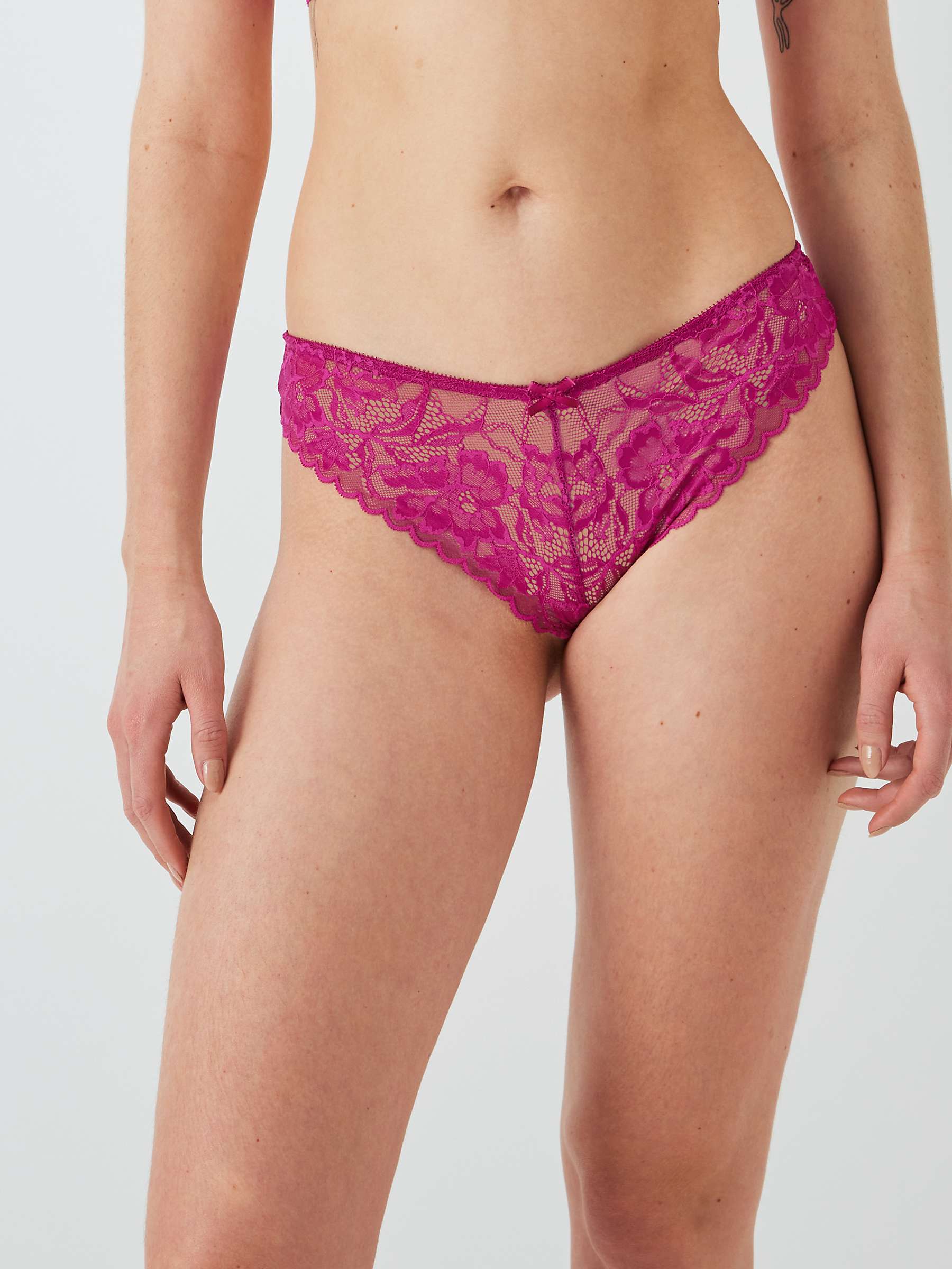 Buy John Lewis Lianna Lace Brazilian Knickers, Pink Online at johnlewis.com