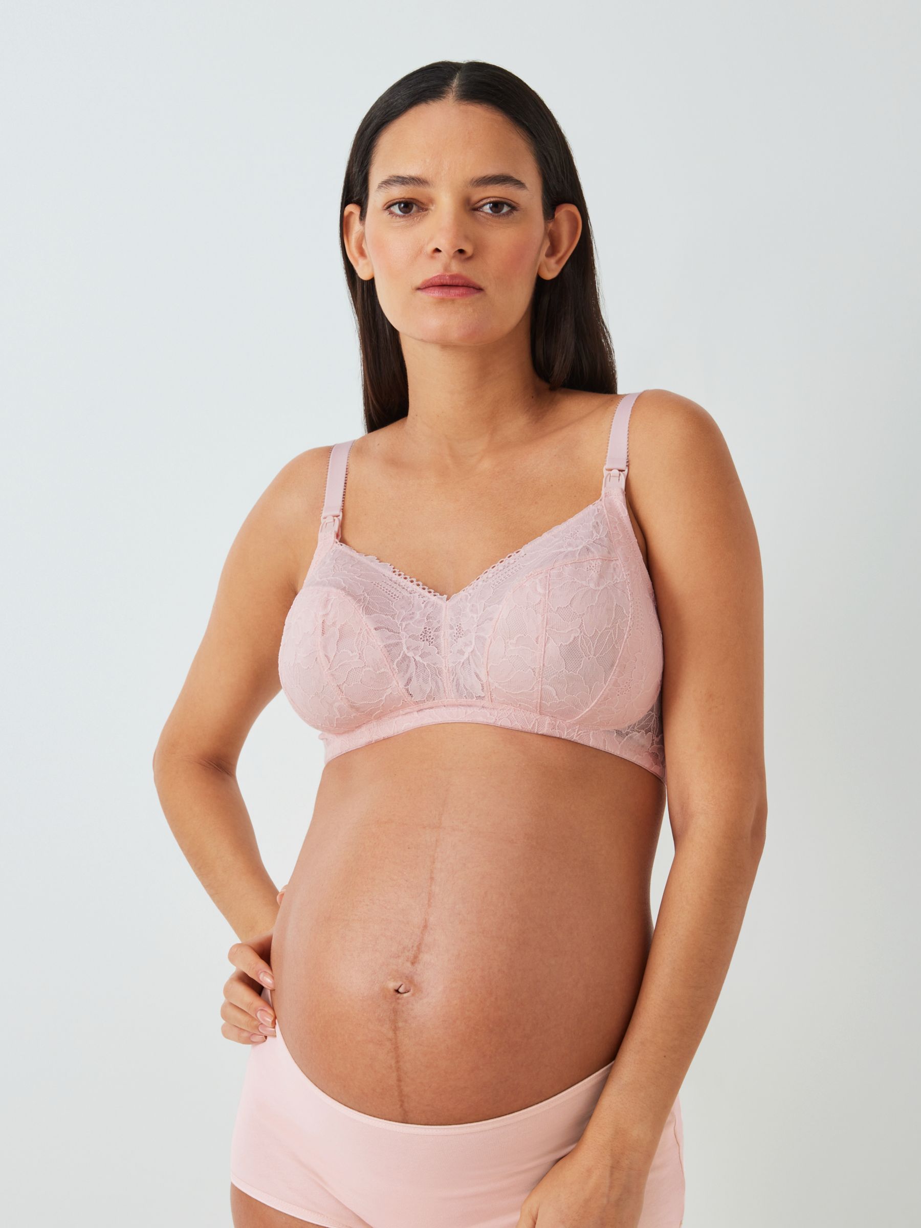 John Lewis Iris Lace Maternity & Nursing Bra, Pack of 2, Khaki/Light Pink