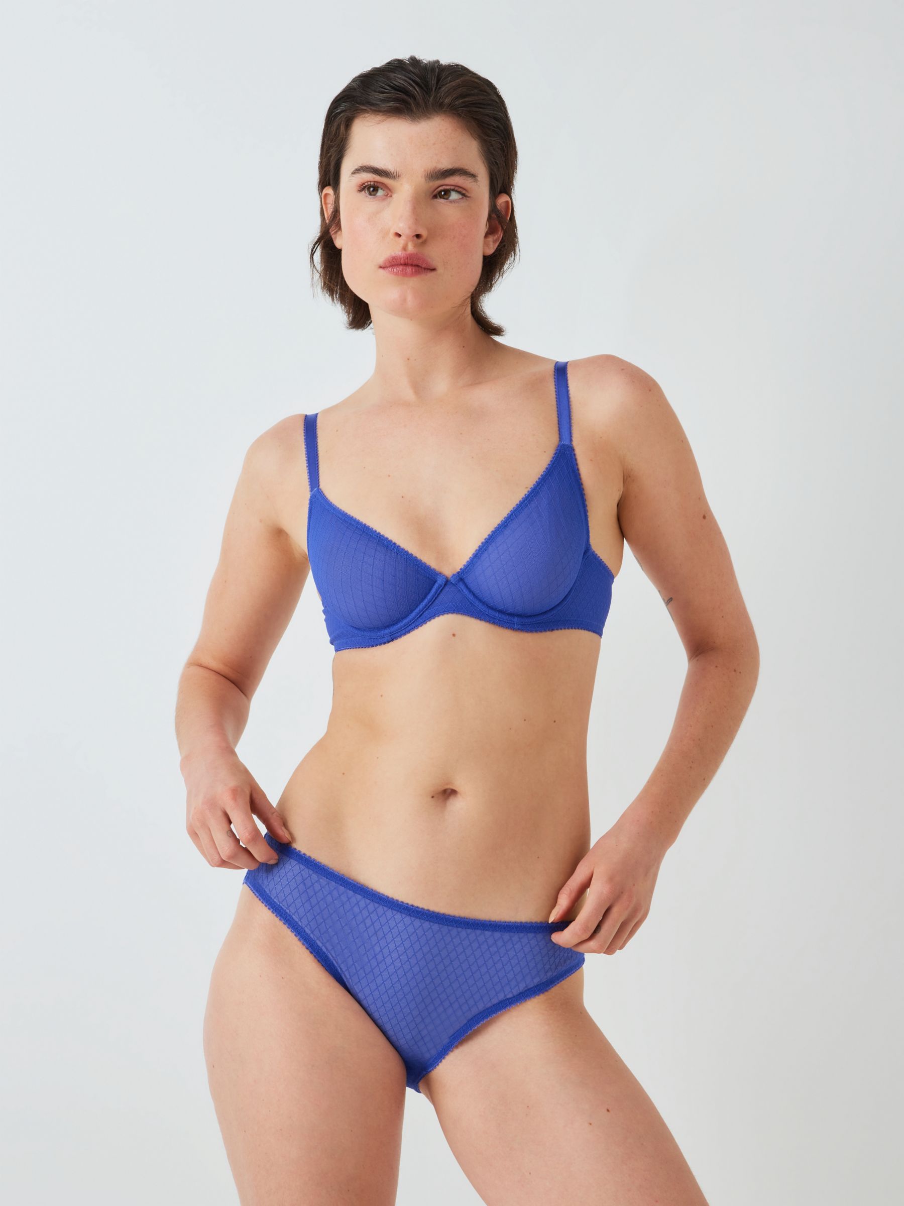 John Lewis Marley Geo Bikini Knickers, Cobalt, 10