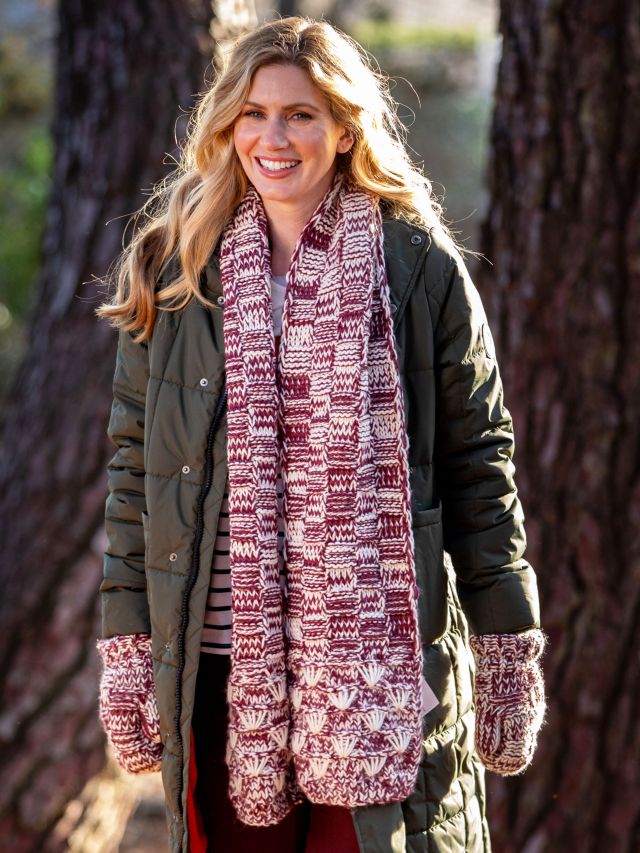 Burgundy and on sale white scarf