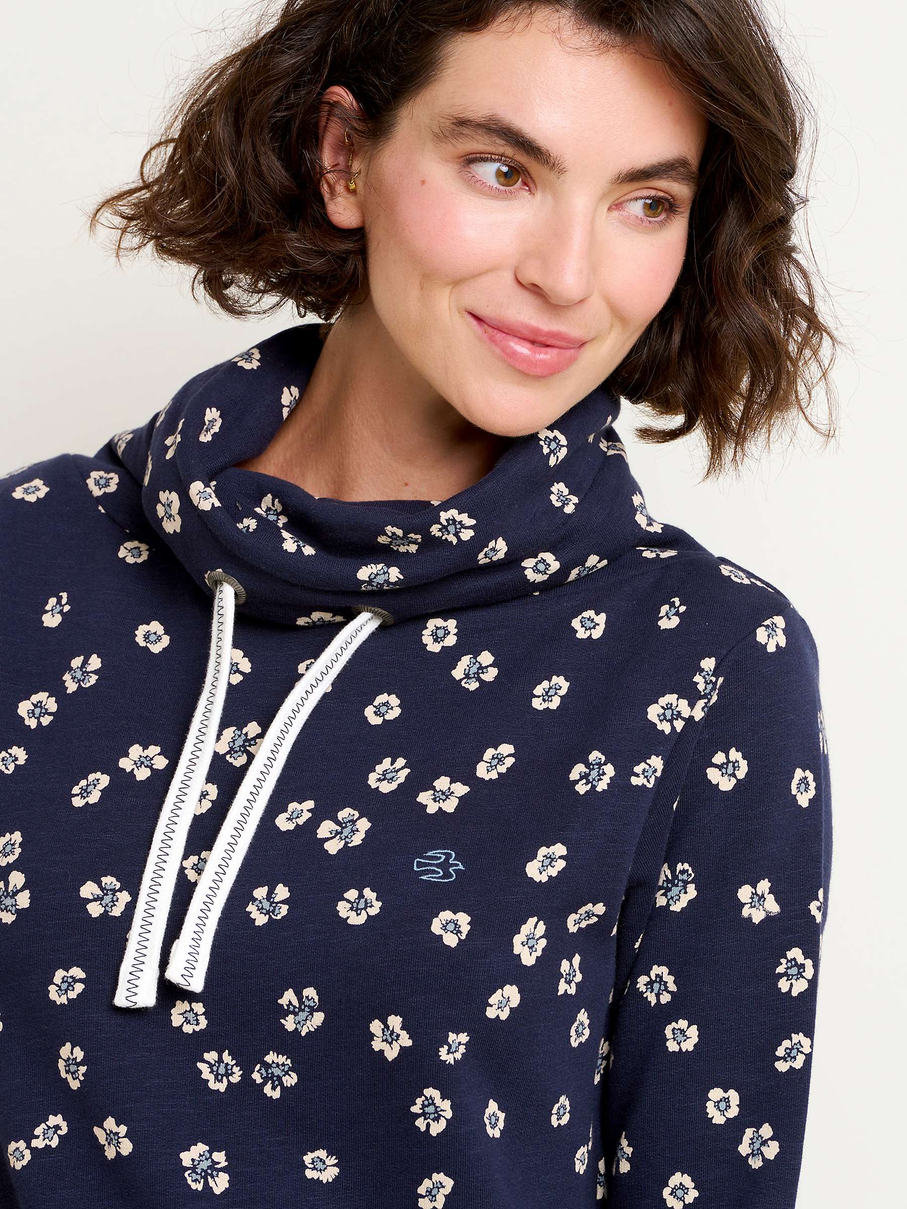 Buy Brakeburn Floral Cowl Neck Sweatshirt, Navy Online at johnlewis.com