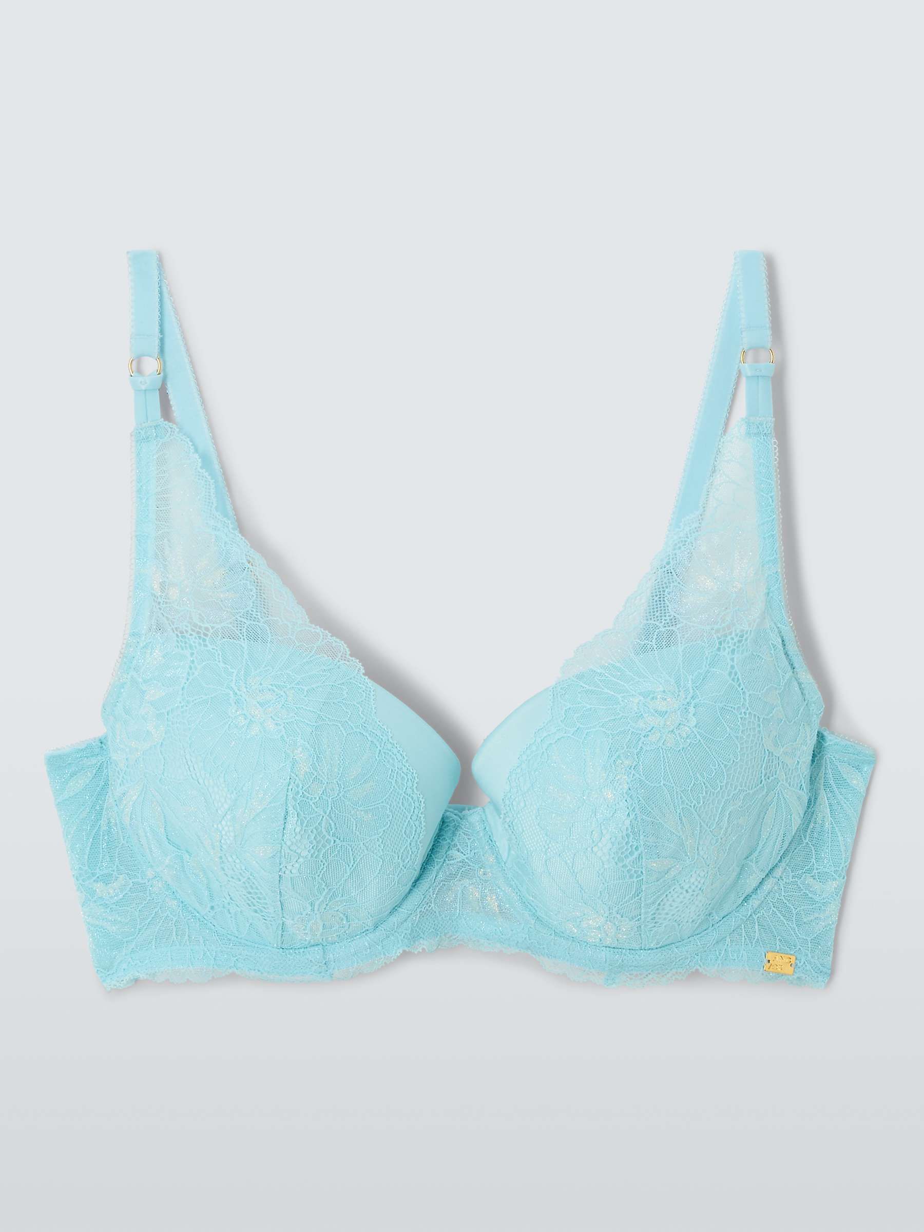 Buy AND/OR Cora Lace Padded Plunge Bra, Aqua Blue Online at johnlewis.com