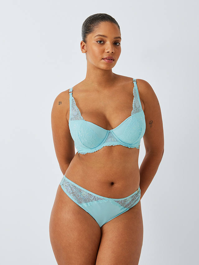 AND/OR Cora Lace Padded Plunge Bra, Aqua Blue