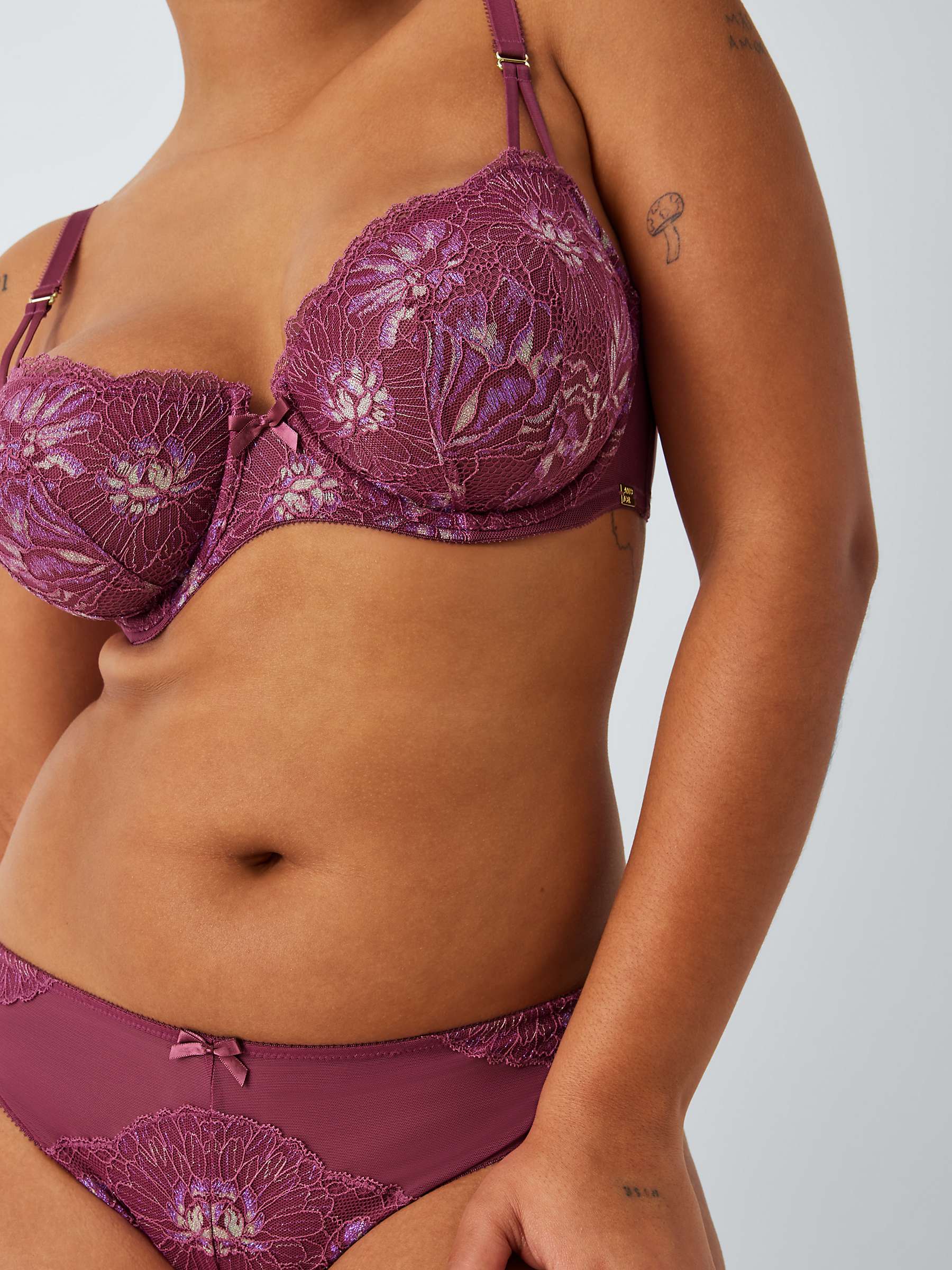 Buy AND/OR Astrid Lace Balcony Bra, Plum Online at johnlewis.com