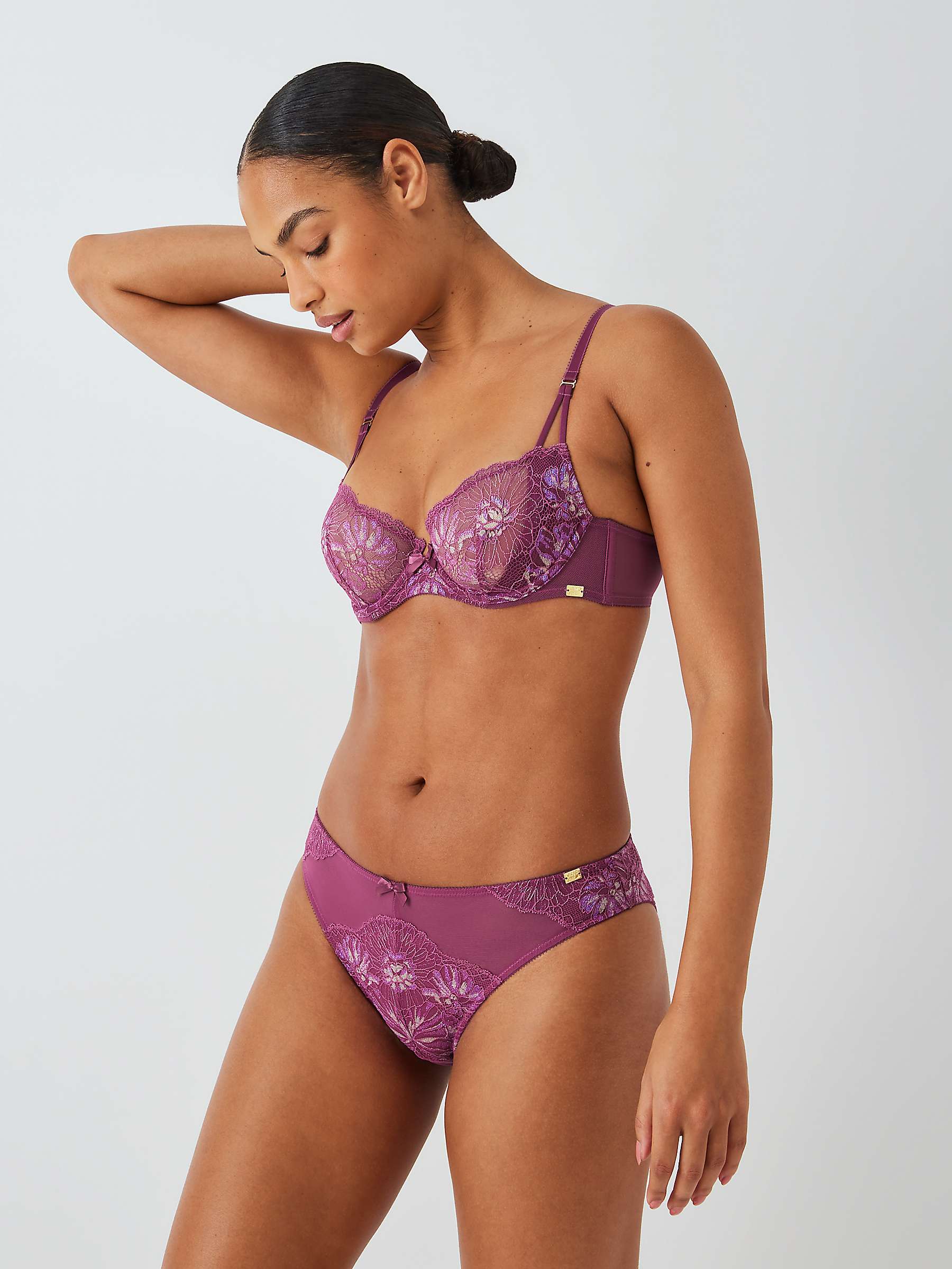 Buy AND/OR Astrid Lace Balcony Bra, Plum Online at johnlewis.com