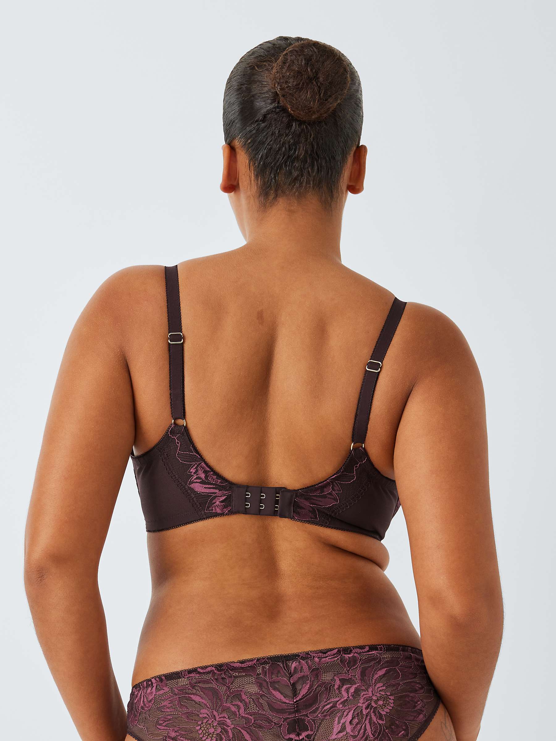 Buy AND/OR Cindy Semi-Sheer Balcony Bra, Plum Online at johnlewis.com