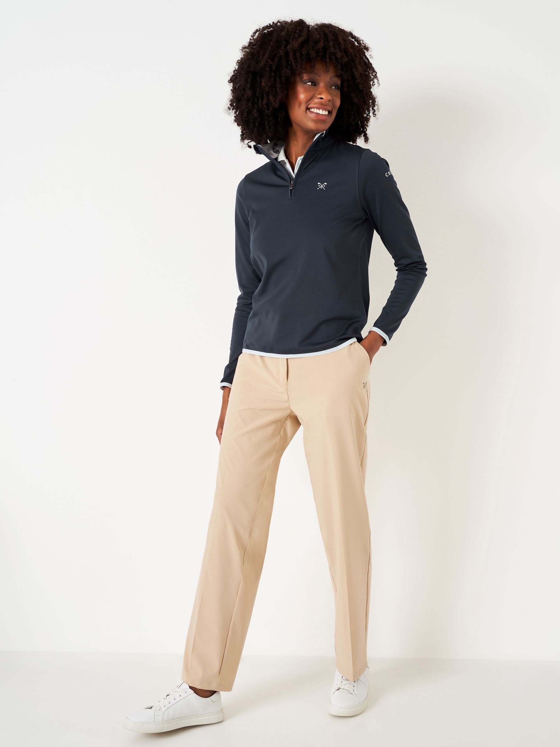 Crew Clothing Core Half Zip Golf Jumper, Navy Blue at John Lewis & Partners