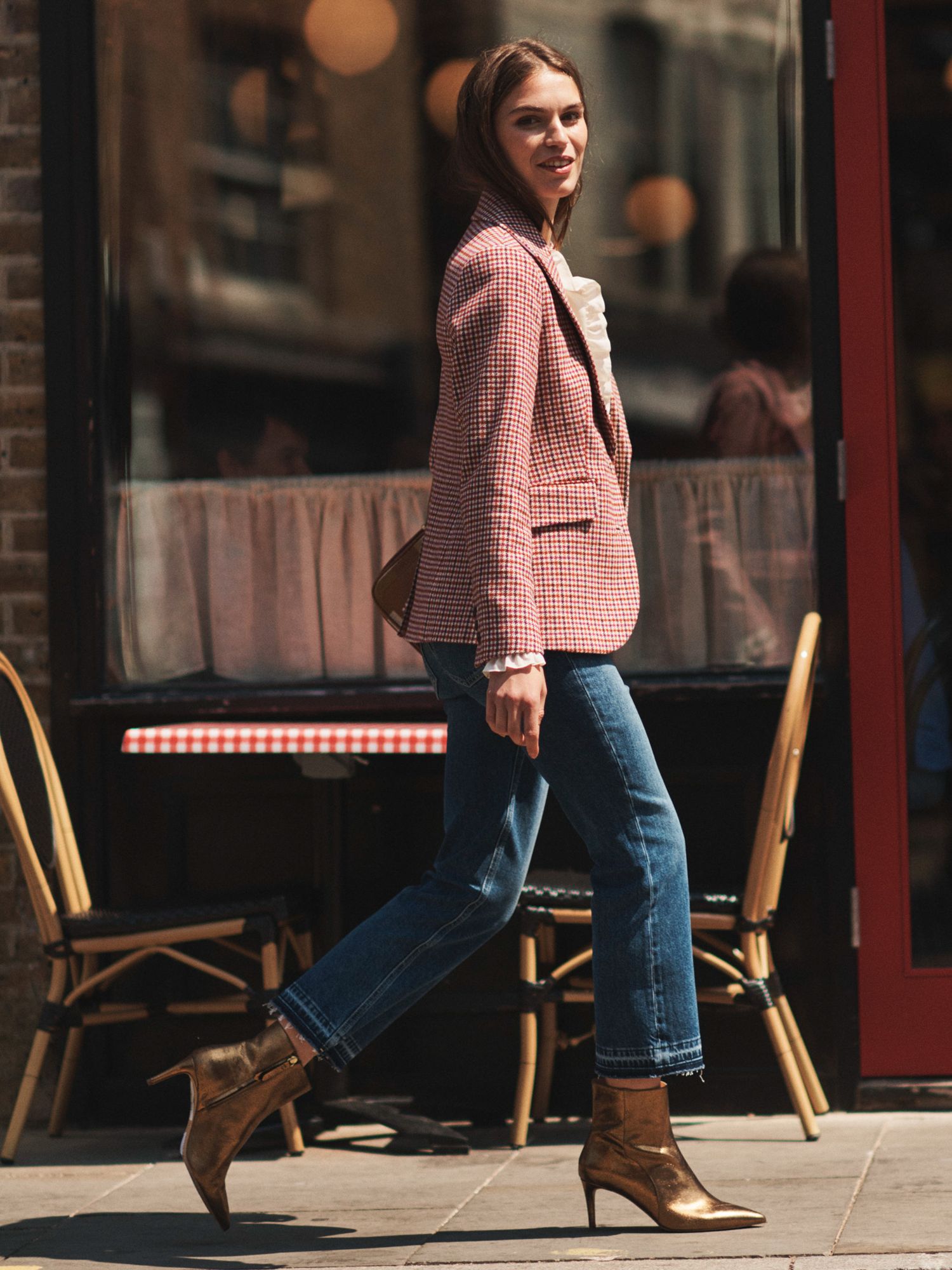 Boden The Marylebone Check Blazer, Berry Drawn, 8