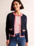 Boden Holly Cropped Knitted Jacket, Navy/Multi