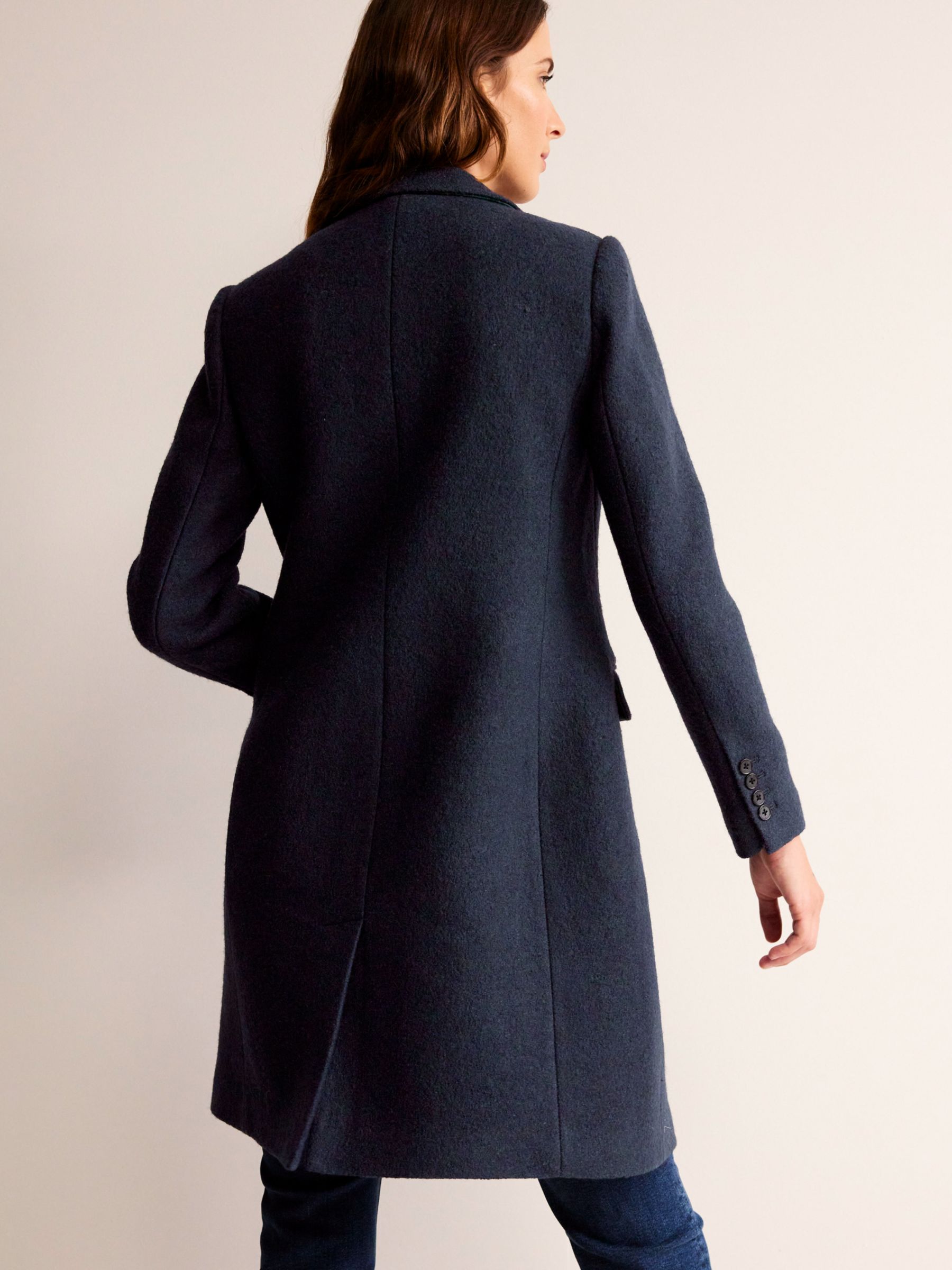 Boden Canterbury Textured Wool Blend Coat, Navy at John Lewis & Partners
