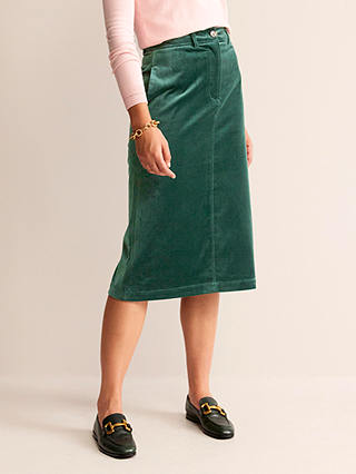 Boden Margot Velvet Skirt, Evergreen