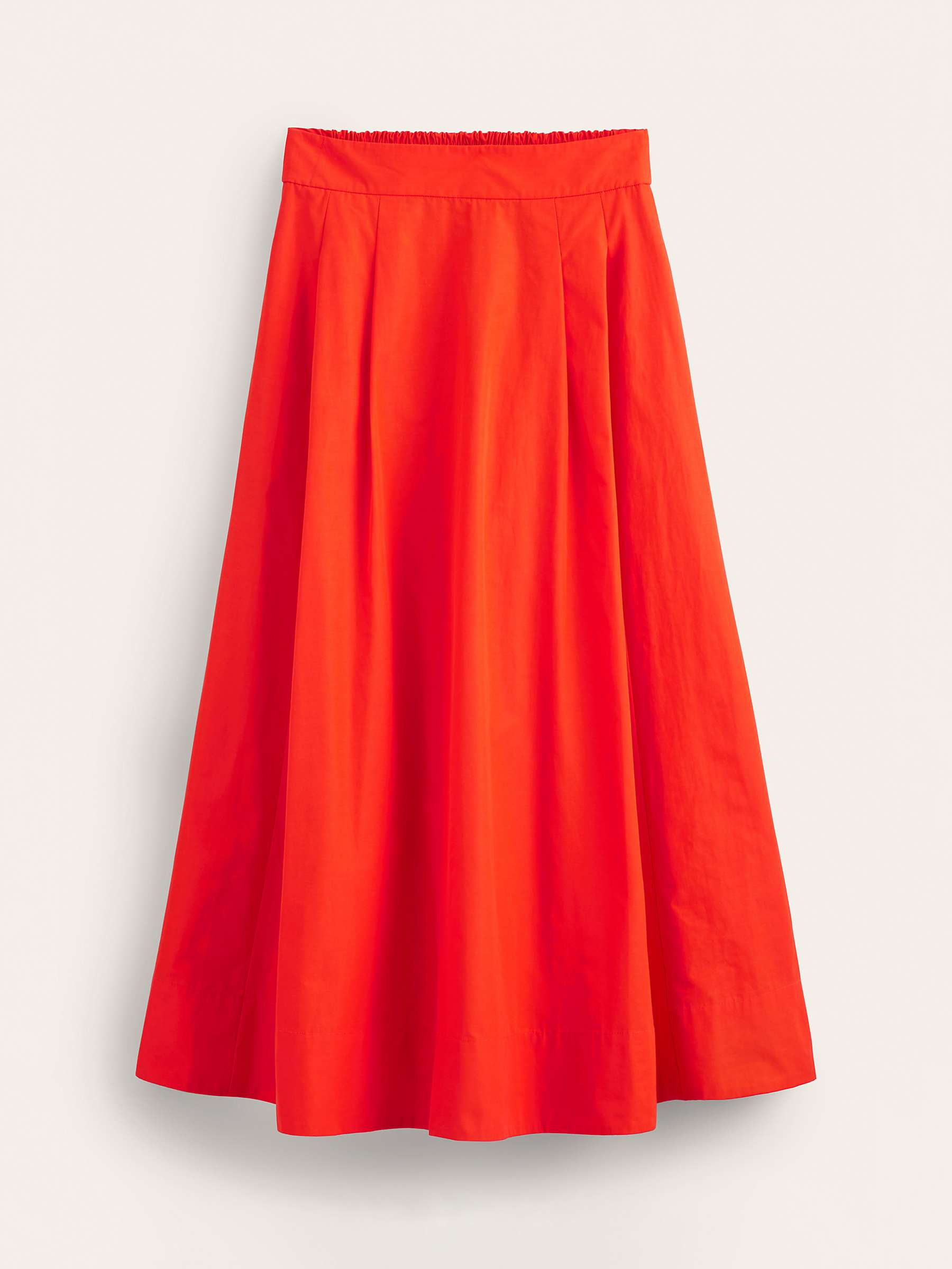 Boden Taffeta Pull-On Midi Skirt, Red at John Lewis & Partners