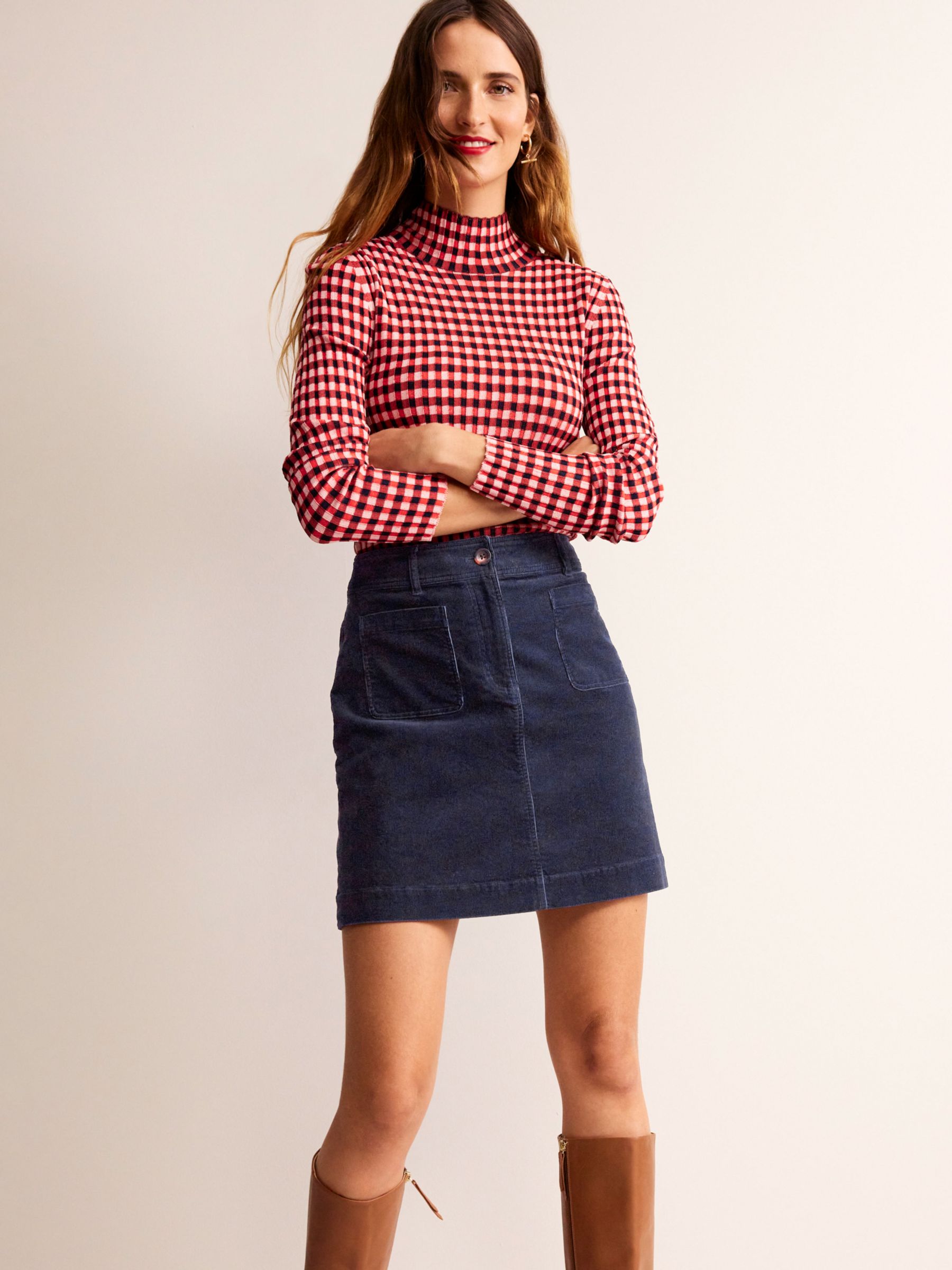 Boden Estella Cord Mini Skirt, Navy, 8