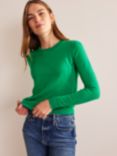 Boden Catriona Cotton Crew Neck Jumper, Meadow Green