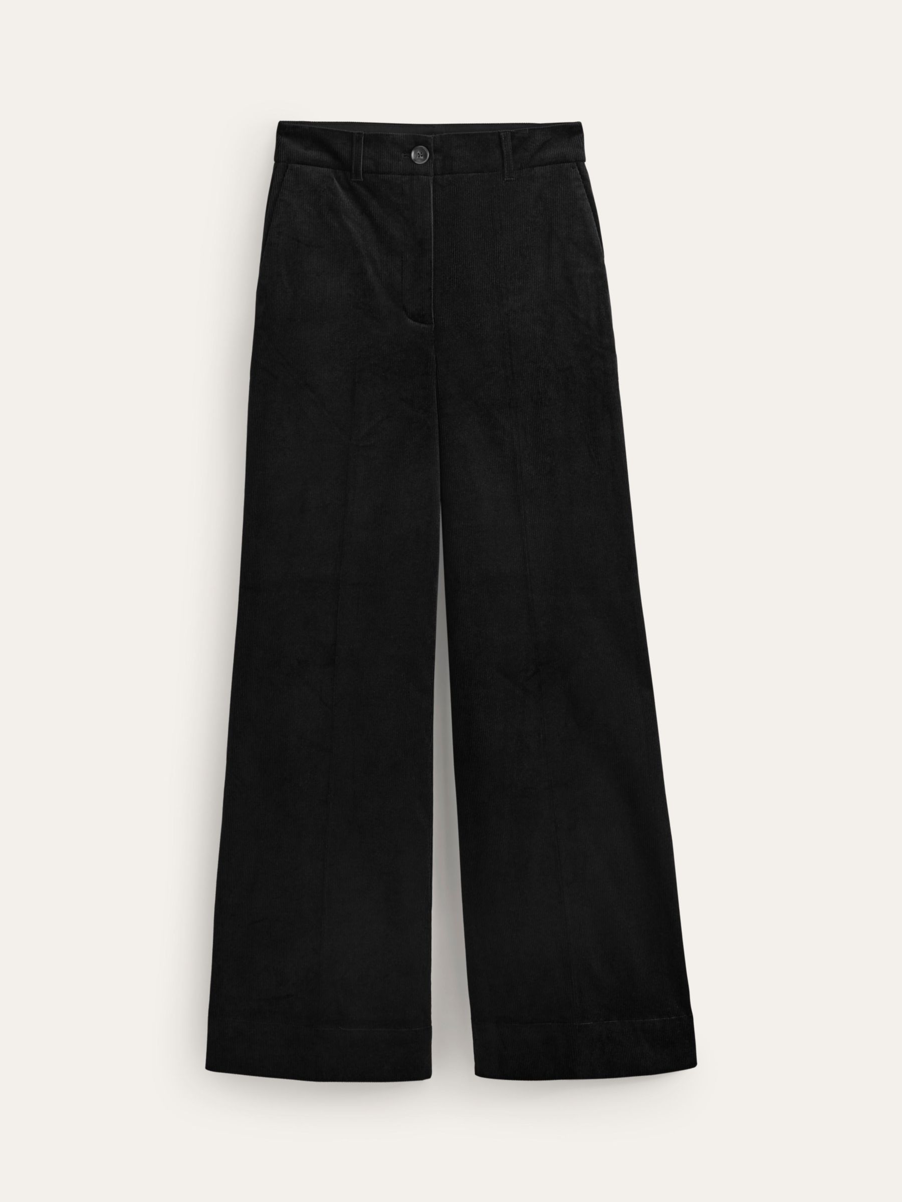 Boden Wide Leg Corduroy Trousers, Black, 8