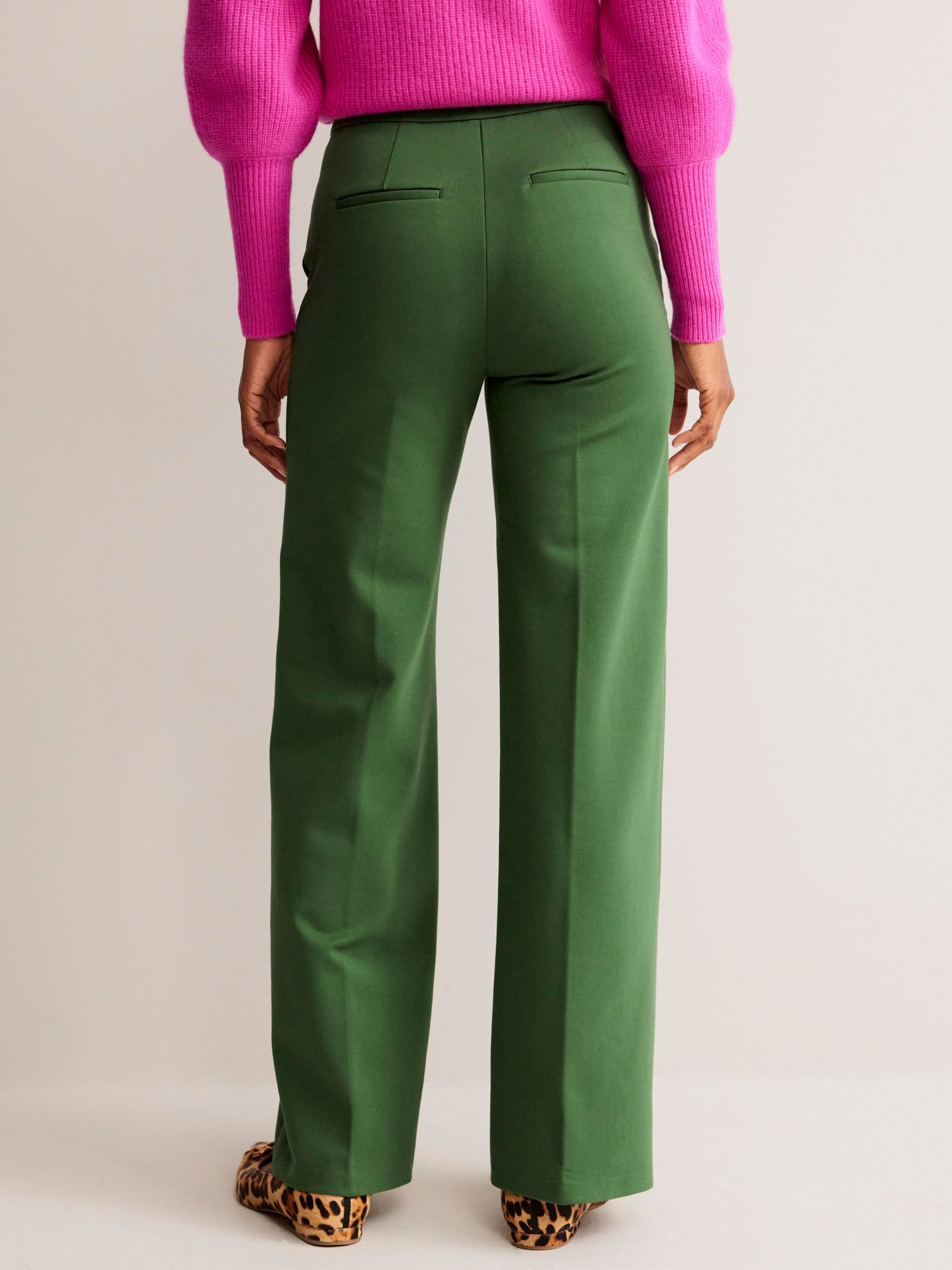 Boden Westbourne Ponte Jersey Wide Leg Trousers, Winter Green at John ...