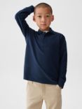 Mango Kids' Dani Long Sleeve Polo Shirt, Navy