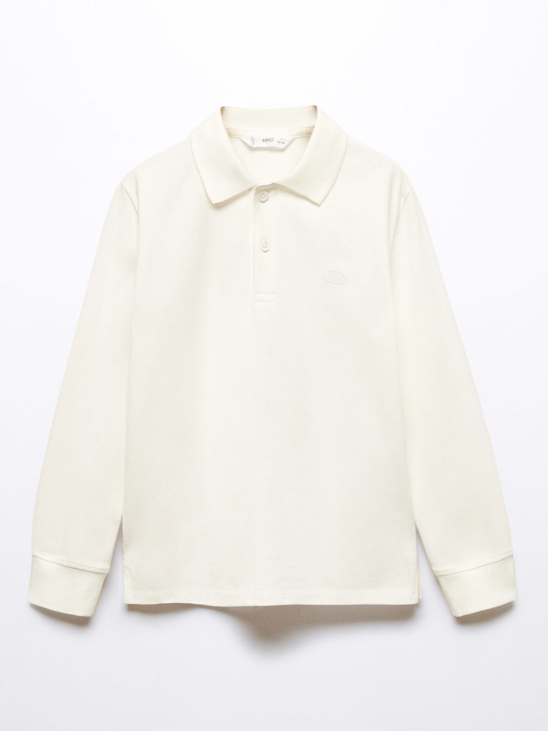 Mango Kids' Dani Long Sleeve Polo Shirt, Natural White, 11-12 years