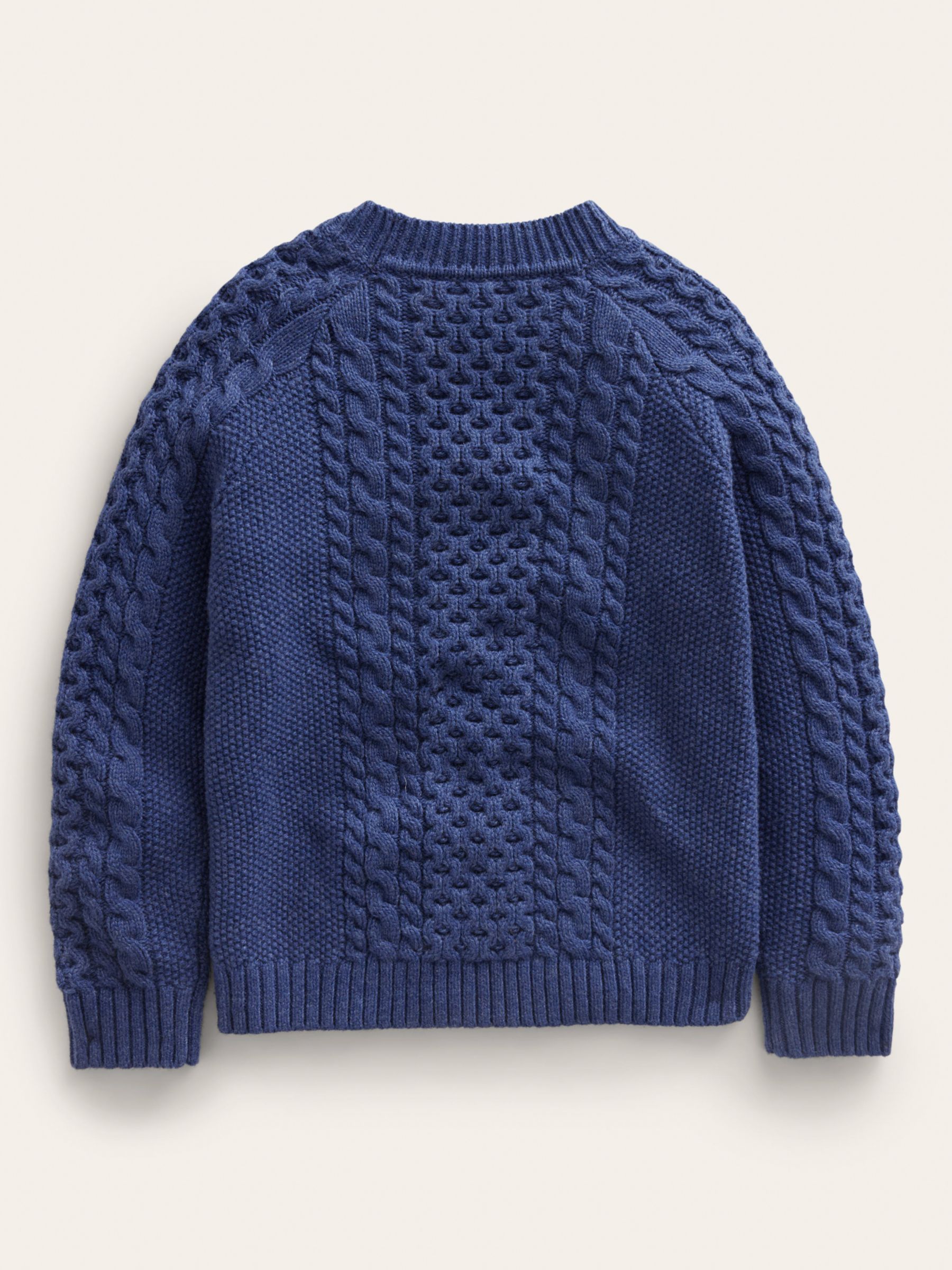 Mini Boden Kids' Heritage Cable Knit Jumper, College Navy, 6-7 years
