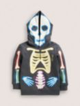Mini Boden Kids' Halloween Glow Skeleton Hoodie, Grey/Multi