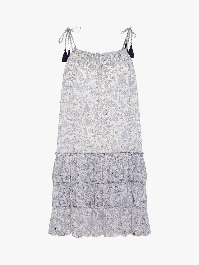 Accessorize Strappy Tiered Mini Dress, White/Multi