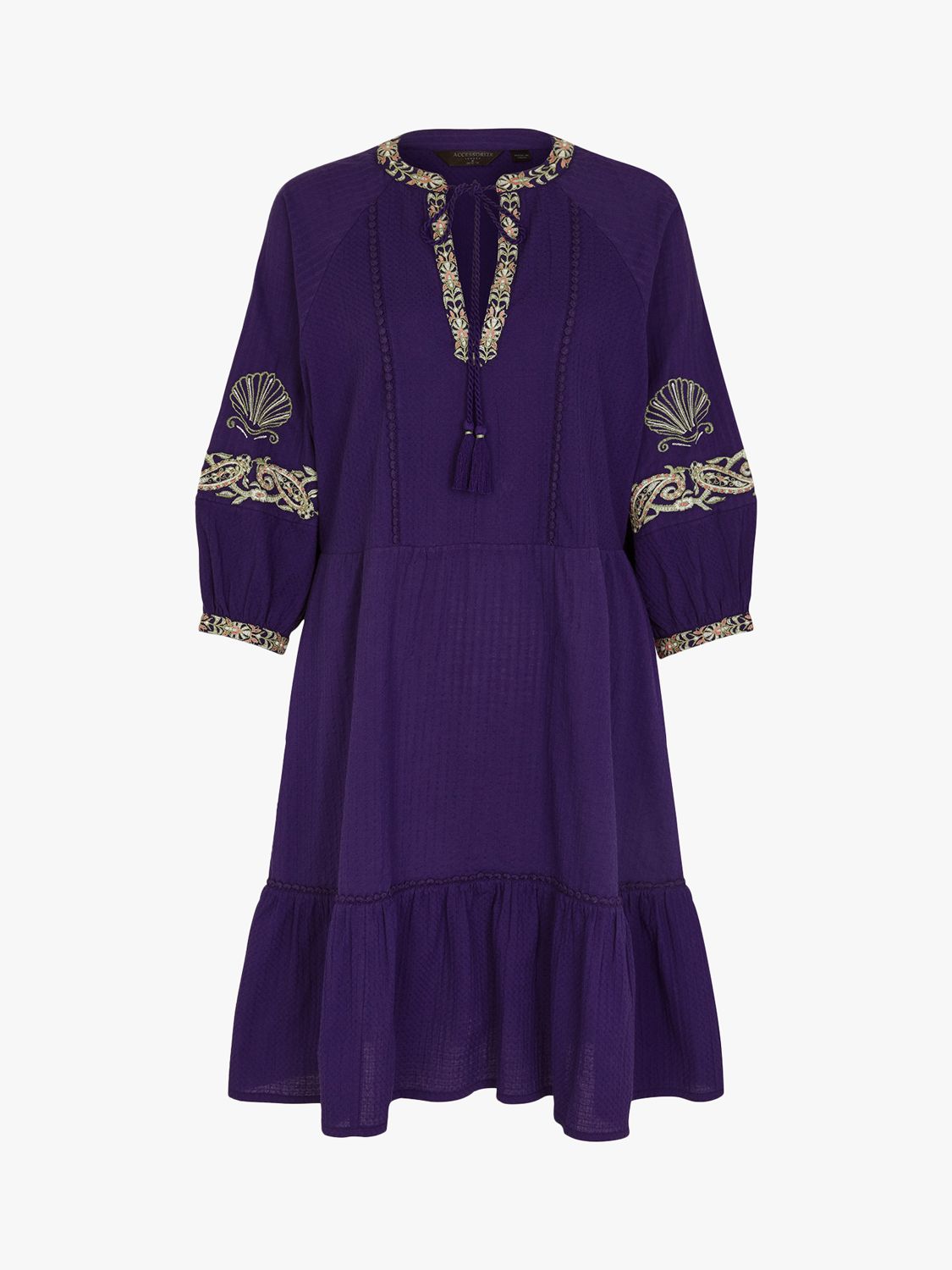 Buy Accessorize Shell Embroidered Short Cotton Dress, Navy Online at johnlewis.com