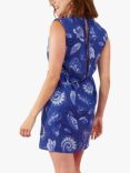 Accessorize Leaf Print Sleeveless Tunic Dress, Blue/White