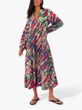 Accessorize Abstract Leaf Print Tiered Maxi Dress, Multi