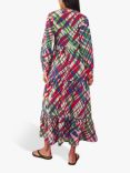 Accessorize Abstract Leaf Print Tiered Maxi Dress, Multi
