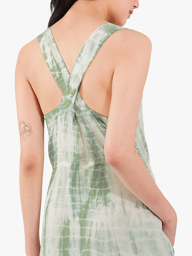 Accessorize Cross Back Tie-Dye Maxi Dress, Green/Multi