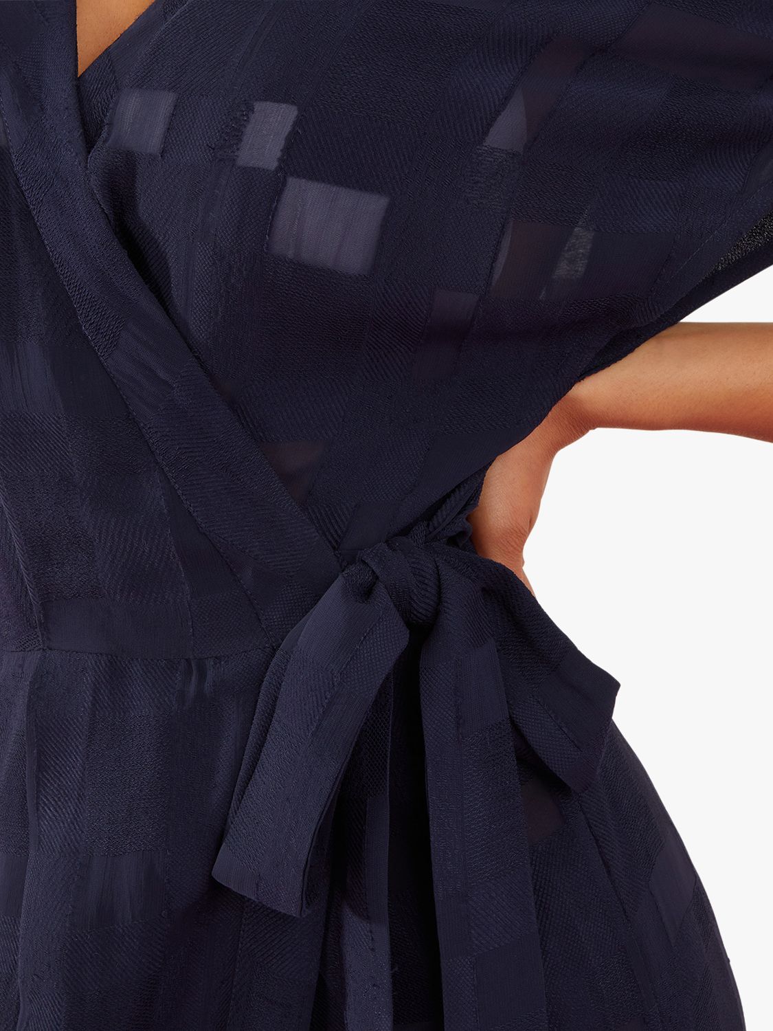 Accessorize Geo Jacquard Wrap Dress, Dark Blue, XS