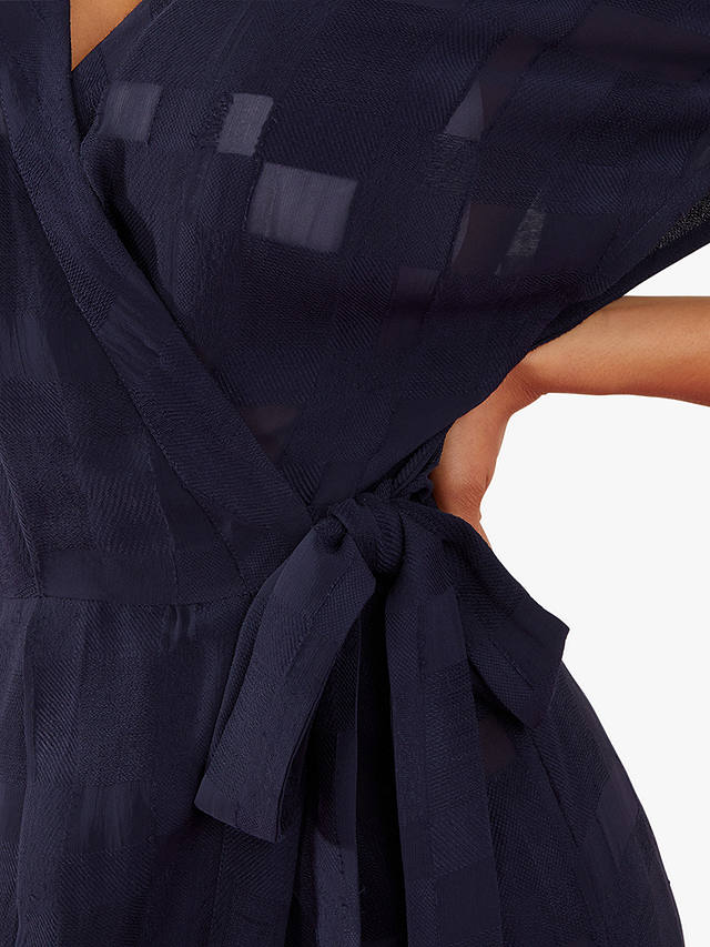Accessorize Geo Jacquard Wrap Dress, Dark Blue
