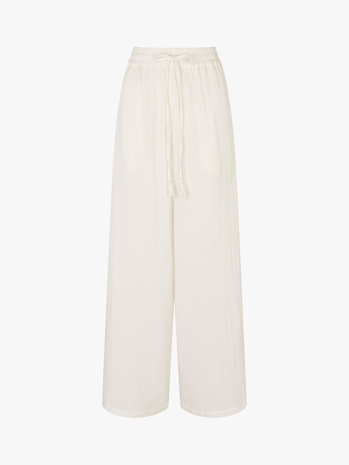 Accessorize Crinkle Cotton Beach Trousers, White, XS