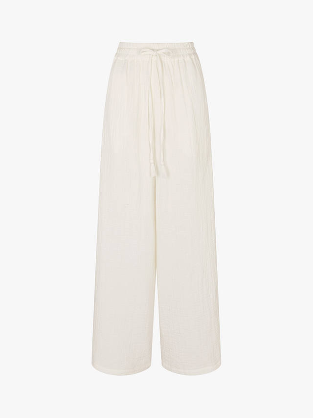 Accessorize Crinkle Cotton Beach Trousers, White at John Lewis & Partners