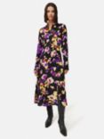 Jigsaw Haze Floral Print Midi Shirt Dress, Purple/Multi