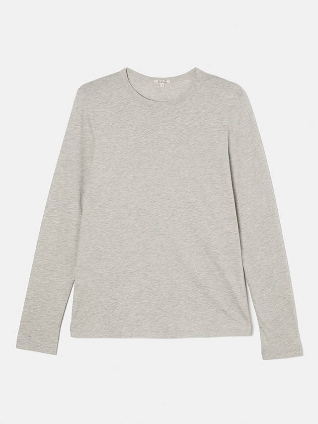 Jigsaw Supima Cotton Long Sleeve T-Shirt, Grey Marl