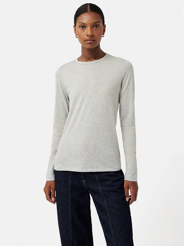 Jigsaw Supima Cotton Long Sleeve T-Shirt, Grey Marl